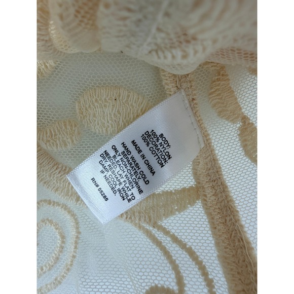 Romantic Boho Ivory Lace Mesh Top Long Sleeve Sheer Embroidered XS - NWT - Picture 4 of 7